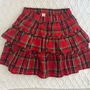 Girls  Crewcut Red Plaid Tiered Skirt
